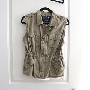 Army Green Vest with Lace